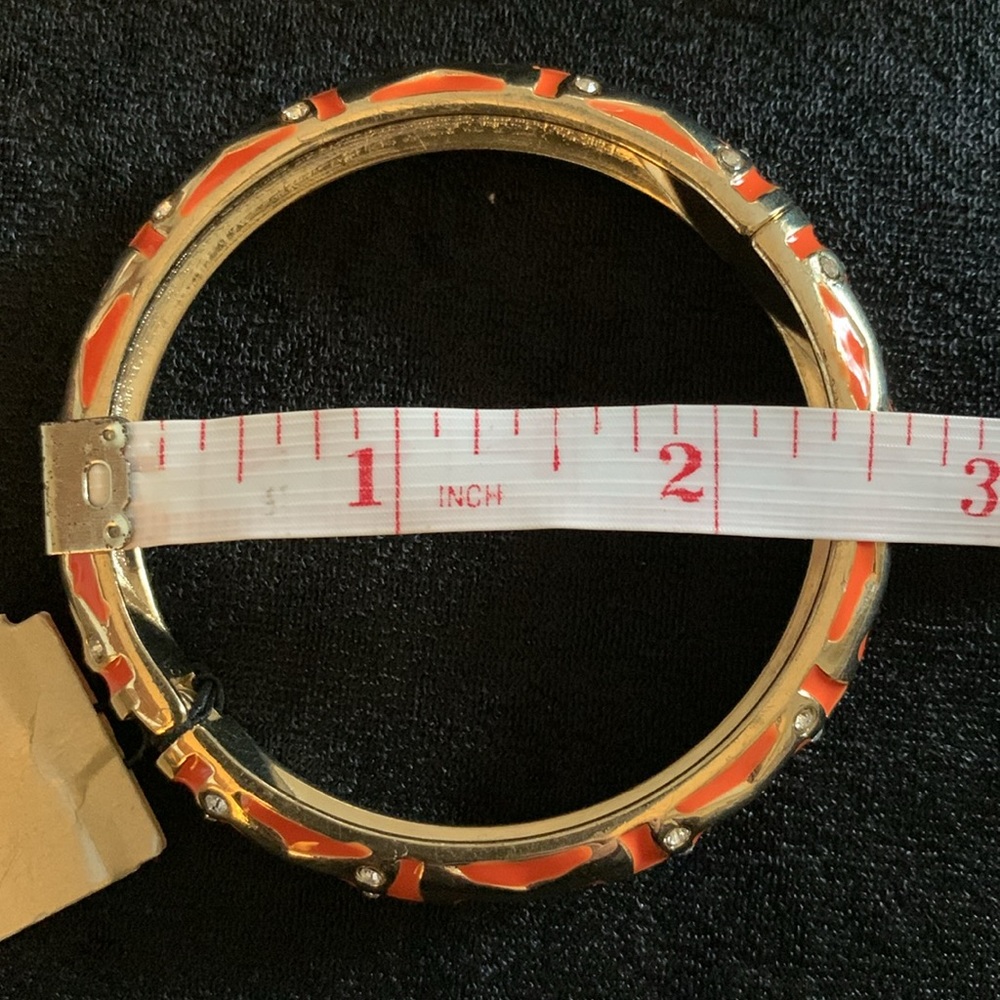 Sequin Orange Enamel and Crystal Hinged Bangle - Picture 10 of 10